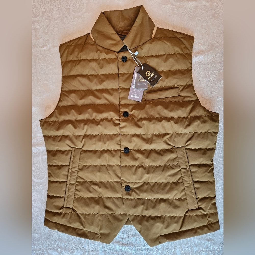 Tan Goose Down Filled Quilted Puffer Vest for Men, Warm  Snover, XXL, NWT